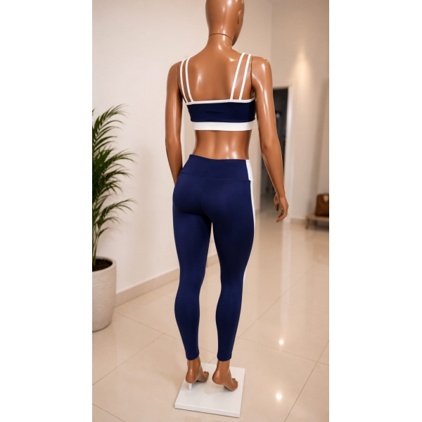 Conjunto top esportivo e legging de cintura alta - Azul Marinho