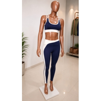 Conjunto top esportivo e legging de cintura alta