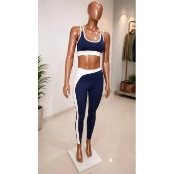 Conjunto top esportivo e legging de cintura alta