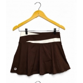 Saia Esportiva com Short Interno e detalhe em faixa branco. - Marrom